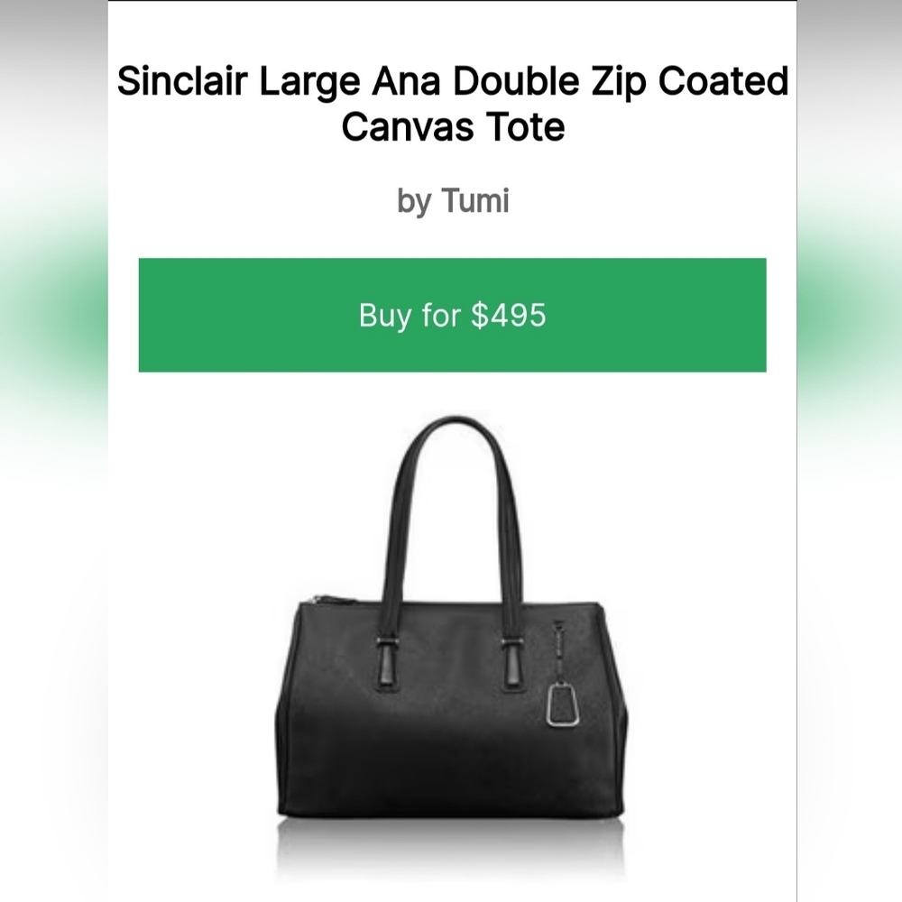 Tumi Sinclair black travel bag